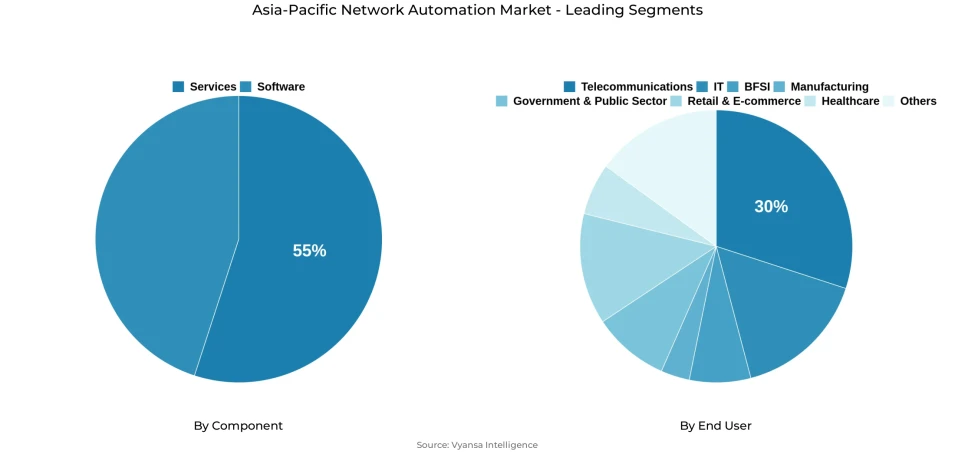 Asia-Pacific Network Automation Market Segmentation Overview Pie chart showing asia-pacific network automation market segmentation