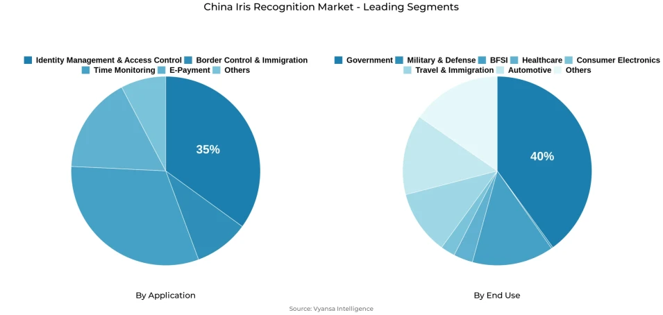China iris recognition market segmentation overview Pie chart showing China iris recognition market segmentation by application and end use