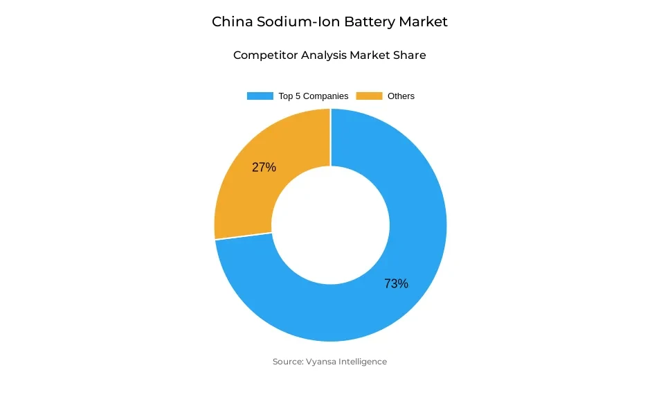 China Sodium-Ion Battery Market Competitive Analysis Donut chart showing market share of key players in the china sodium-ion battery market