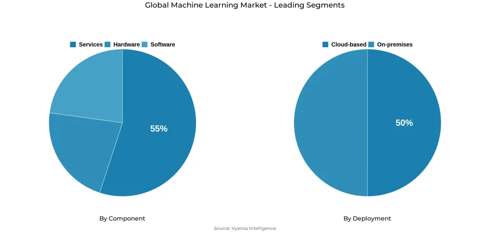 Pie chart showing machine learning market segmentation