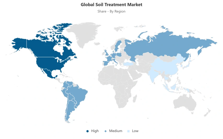 Global soil treatment market by region World map showing regional distribution of the global soil treatment market