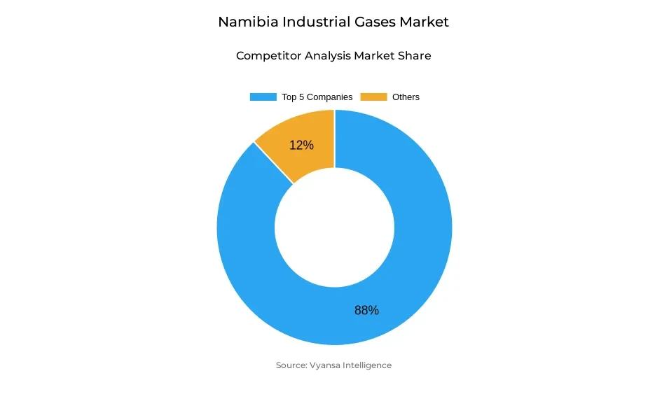 Namibia Industrial Gases Market Competitive Analysis Donut chart showing market share of key players in the namibia industrial gases market