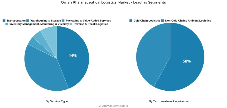 Oman Pharmaceutical Logistics Market Segmentation Overview Pie chart showing oman pharmaceutical logistics market segmentation
