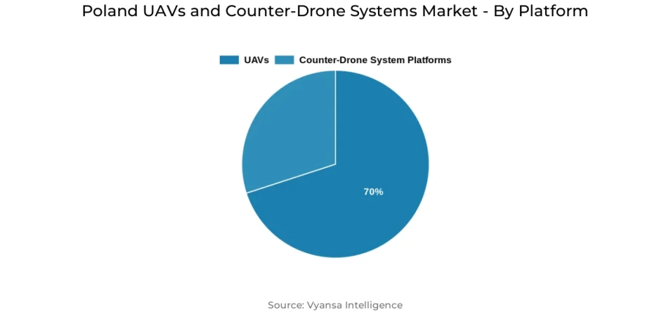 Pie chart showing Poland uavs and counter-drone systems market segmentation by platform