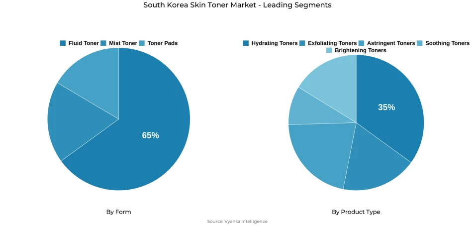 South Korea skin toner market segmentation overview Pie chart showing South Korea skin toner market segmentation by form and product type