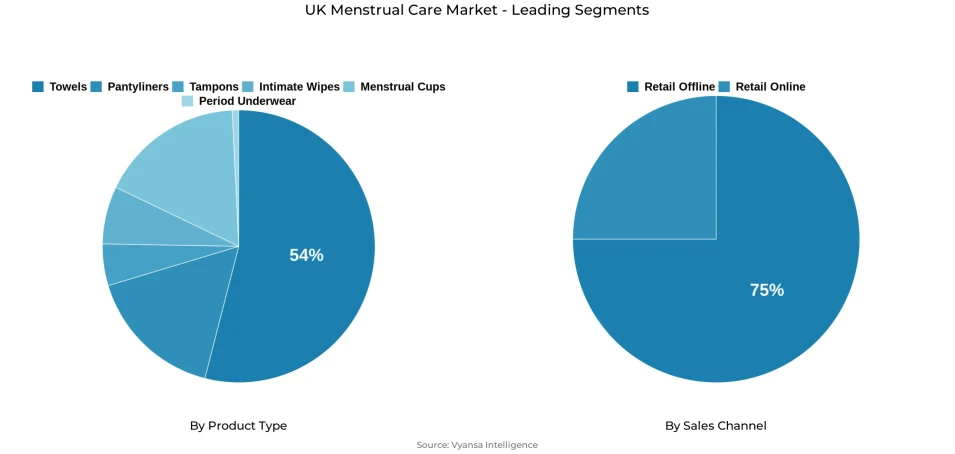 UK menstrual care market segmentation overview Pie chart showing UK menstrual care market segmentation by product type and sales channel